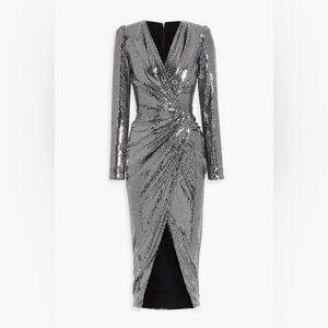 Rhea Costa Elegant Silver Sequin Dress